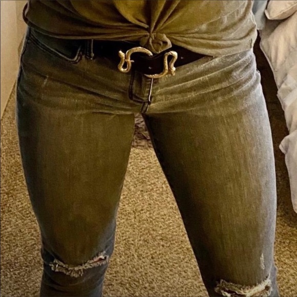 Vintage Leather Snake buckle belt - Picture 2 of 3